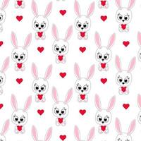 sömlös patern för hjärtans dag.gulligt kanin med röd hjärta. design för hälsning kort, kärlek baner, dekor vektor