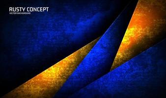 3d gul blå grov grunge abstrakt bakgrund överlappning lager på mörk Plats med rostig effekt dekoration. modern grafisk design element Skära ut stil begrepp för baner, flygblad, kort, eller broschyr omslag vektor