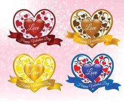 Vektoren von vier verschiedenen Farben Valentinsherzen.