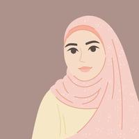 skön kvinna i hijab, platt vektor illustration