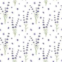 schönes Lavendelmuster auf dem weißen Hintergrund. Vektor Musterdesign mit Blumen. Lavendel Stoffdesign.