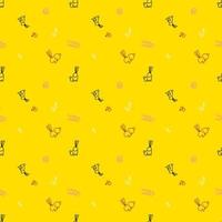 Nahtloses Kaninchenkarikaturmuster im gelben Hintergrund vektor