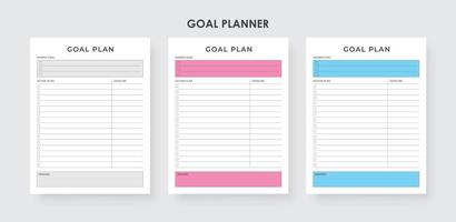 dagligen och årlig tryckbar mål planerare, mål framsteg, produktivitet planerare vektor