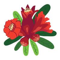 Granatapfelzweige mit Früchten und Blumen. Symbol für Glück, ewiges Leben, Liebe, Fruchtbarkeit, Fülle. symbol von israel und aserbaidschan vektor