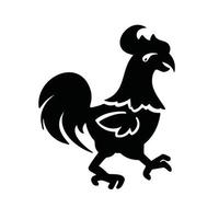symbol av de år, tupp kyckling, silhuett, vektor illustration