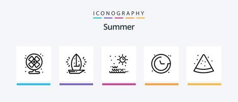 Summer Line 5 Icon Pack inklusive Tauchen. Stern. Tasche. Meer. Strand. kreatives Symboldesign