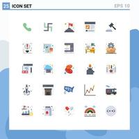 Aktienvektor-Icon-Pack mit 25 Zeilenzeichen und Symbolen für Hammer-Benutzer-Finish-Musikinhalte editierbare Vektordesign-Elemente vektor