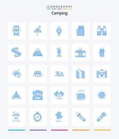 kreativ camping 25 blå ikon packa sådan som brand. tändstickor. säkerhet. Karta. camping vektor