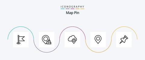 Map Pin Line 5 Icon Pack inklusive . Stift. Karte. Marker. Marker vektor