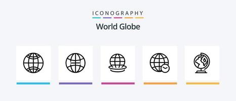 Globe Line 5 Icon Pack inklusive . Zeit. Welt. Netz. Globus. kreatives Symboldesign vektor