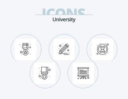 Universitätslinie Icon Pack 5 Icon Design. Labor. Zeichnen. Anschauen. Einzeigeruhr vektor