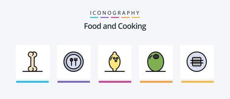 mit Lebensmittellinien gefülltes 5-Icon-Paket, einschließlich . Süss. Glas. Eis. Wüste. kreatives Symboldesign vektor