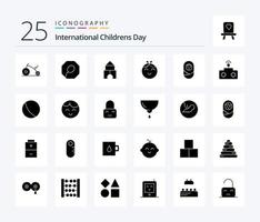 Baby 25 solides Glyphen-Icon-Pack inklusive Spielzeug. Baby. Baby. Spielzeug. rc vektor