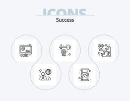 Erfolgslinie Icon Pack 5 Icon Design. Erfolg. Rakete. Verbindung. starten. Anfang vektor