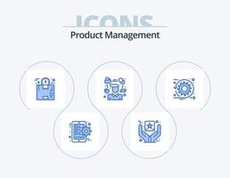 Produktmanagement blau Icon Pack 5 Icon Design. Manager. Aufgaben. Kasten. Person. Zeit vektor