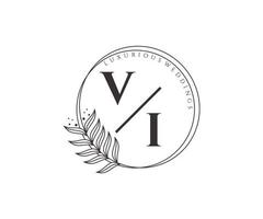 vi initialer brev bröllop monogram logotyper mall, hand dragen modern minimalistisk och blommig mallar för inbjudan kort, spara de datum, elegant identitet. vektor