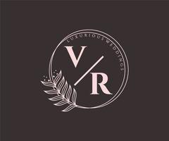 vr initialen brief hochzeitsmonogramm logos vorlage, handgezeichnete moderne minimalistische und florale vorlagen für einladungskarten, datum speichern, elegante identität. vektor