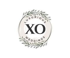 xo initials brief hochzeitsmonogramm logos vorlage, handgezeichnete moderne minimalistische und florale vorlagen für einladungskarten, save the date, elegante identität. vektor