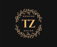 tz initialer brev bröllop monogram logotyper samling, hand dragen modern minimalistisk och blommig mallar för inbjudan kort, spara de datum, elegant identitet för restaurang, boutique, Kafé i vektor