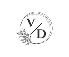 vd initialer brev bröllop monogram logotyper mall, hand dragen modern minimalistisk och blommig mallar för inbjudan kort, spara de datum, elegant identitet. vektor