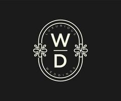 wd brev bröllop monogram logotyper mall, hand dragen modern minimalistisk och blommig mallar för inbjudan kort, spara de datum, elegant identitet. vektor