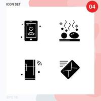 modern uppsättning av 4 fast glyfer pictograph av pappa internet mobil litoterapi kylskåp redigerbar vektor design element