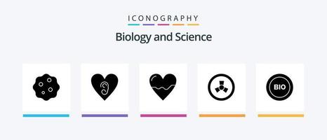 Biologie Glyphe 5 Icon Pack inklusive Effizienz. bio. Biologie. Zombie. Mutation. kreatives Symboldesign vektor