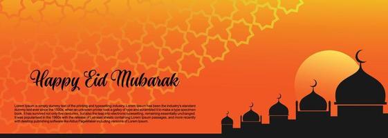 eid mubarak islamic bakgrund, Lycklig eid mubarak baner illustration, islamic hälsning kort religion muslim firande. arabicum modern kalligrafi vektor