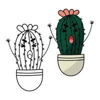 Kaktus-Malbuchseite. Kaktus im Topf vektor