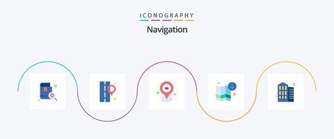 Navigation Flat 5 Icon Pack inklusive Business. Navigation. Erdkunde. Karte. Pfeil vektor