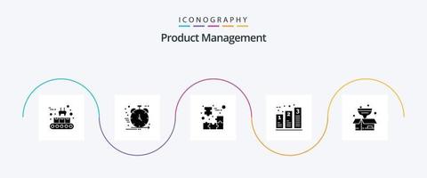 Produktmanagement Glyph 5 Icon Pack inklusive Verarbeitung. Diagramm. Verwaltung. Bar. Puzzle vektor