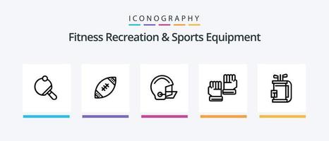 kondition rekreation och sporter Utrustning linje 5 ikon packa Inklusive skridskoåkning. skridsko. pinne. is. spel. kreativ ikoner design vektor