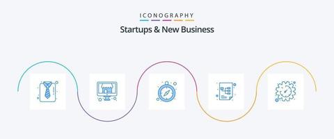 startups och ny företag blå 5 ikon packa Inklusive redskap. tid. klocka. dokumentera. projekt vektor