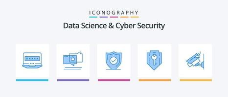 data vetenskap och cyber säkerhet blå 5 ikon packa Inklusive kamera. säkerhet. bekräfta. skydd. tillgång. kreativ ikoner design vektor