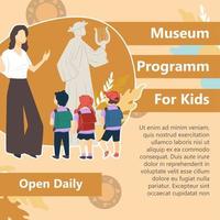 Museumsprogramm für Kinder, täglich geöffnete Ausstellung vektor
