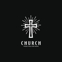 kyrka kristen sunburst logotyp design vektor