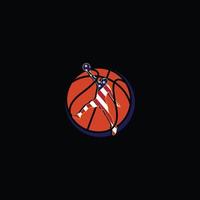 Basketballspieler springen für das Slam Dunk-Logo vektor