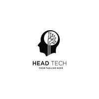 Head-Tech-Logo, Pixel-Head-Logo-Konzeptvektor, Logo-Template-Design für Robotertechnologie vektor