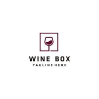 minimalistische weinglasbox line art logo design rot lila farbe vektor