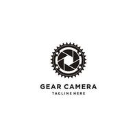 Fahrradgetriebe Kurbel Objektiv Kamera Fotografie Logo Design Vektor