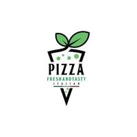 Pizza frisch und Blatt Bio-Logo-Design vektor