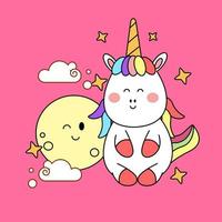 kawaii cartoon einhorn illustration handgezeichnet vektor