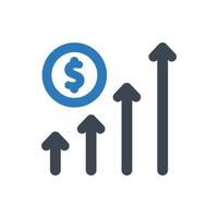 Profit-Symbol - Vektor-Illustration. gewinn, einkommen, verdienst, wachstum, steigerung, geld, einnahmen, verdienen, umsatz, oben, diagramm, grafik, geschäft, finanzen, linie, gliederung, symbole . vektor