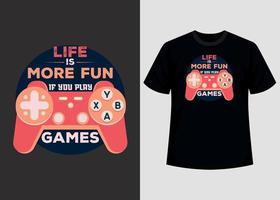 Gaming-T-Shirt-Design-Vektor-Illustration-Vorlage. T-Shirt-Design-Vektor, trendy, Bekleidung, Spiele, Retro, Video, Spiel. vektor