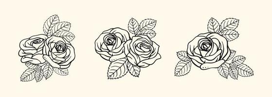 Strauß Rosenillustration für Vintage und romantische Designverzierung vektor