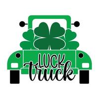 Lucky Truck .Saint Patrick Day Schriftzug Dekoration. Kleeblatt und grüner Hut. Saint Patricks Day Typografie-Poster vektor