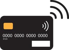 kontaktloses Kreditkartensymbol, Bankkarte mit Funkwellenzeichen, Kreditkartenzahlungsvektorillustration vektor