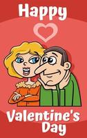 Valentinstag-Grußkarten-Design mit Cartoon-Paar in der Liebe vektor