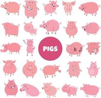 karikatur lustige schweine bauernhoftierfiguren großer satz vektor