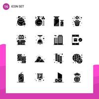 Packung mit 16 modernen Solid-Glyphen-Zeichen und Symbolen für Web-Printmedien wie Buchsbaum-Kodierung Geldfarbe editierbare Vektordesign-Elemente vektor